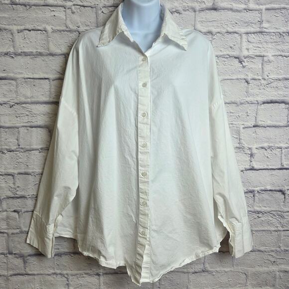 Storets Womens Small/Medium Oversized Fit Button Down Shirt White - Picture 1 of 9